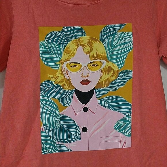 Bijou Karman Graphic T-Shirt Ribbed Hem Size XS - Picture 3 of 8